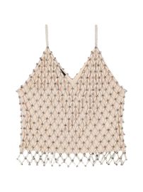 Maje Beaded V-neck Top Neutrals at Farfetch